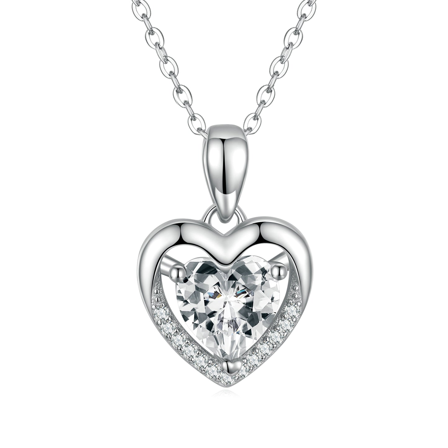 Heart-shaped White Zircon Necklace