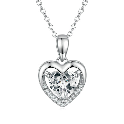 Heart-shaped White Zircon Necklace