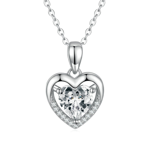 Heart-shaped White Zircon Necklace