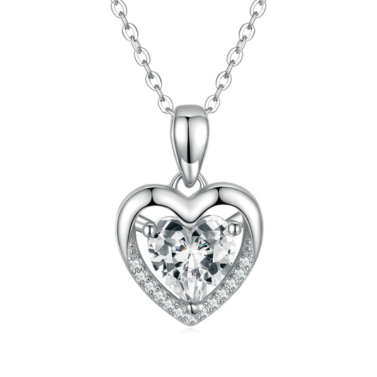 Heart-shaped White Zircon Necklace