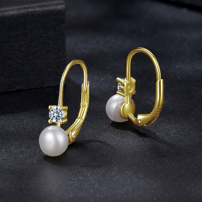 Pearl Accent Moissanite Spring Earrings