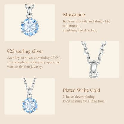 1ct Blue Moissanite Necklace