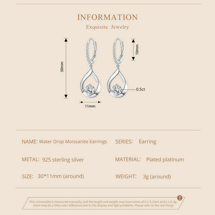 Teardrop Moissanite Spring Earrings