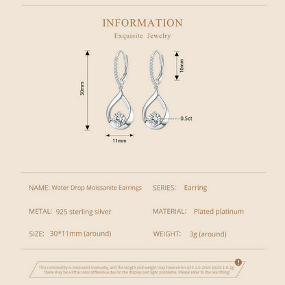 Teardrop Moissanite Spring Earrings