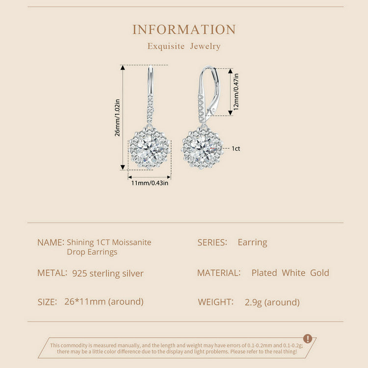 Sparkling 1ct Moissanite Spring Ear Climbers