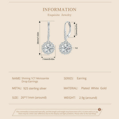 Sparkling 1ct Moissanite Spring Ear Climbers