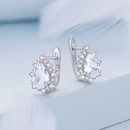 Teardrop Cubic Zirconia Clip Earrings