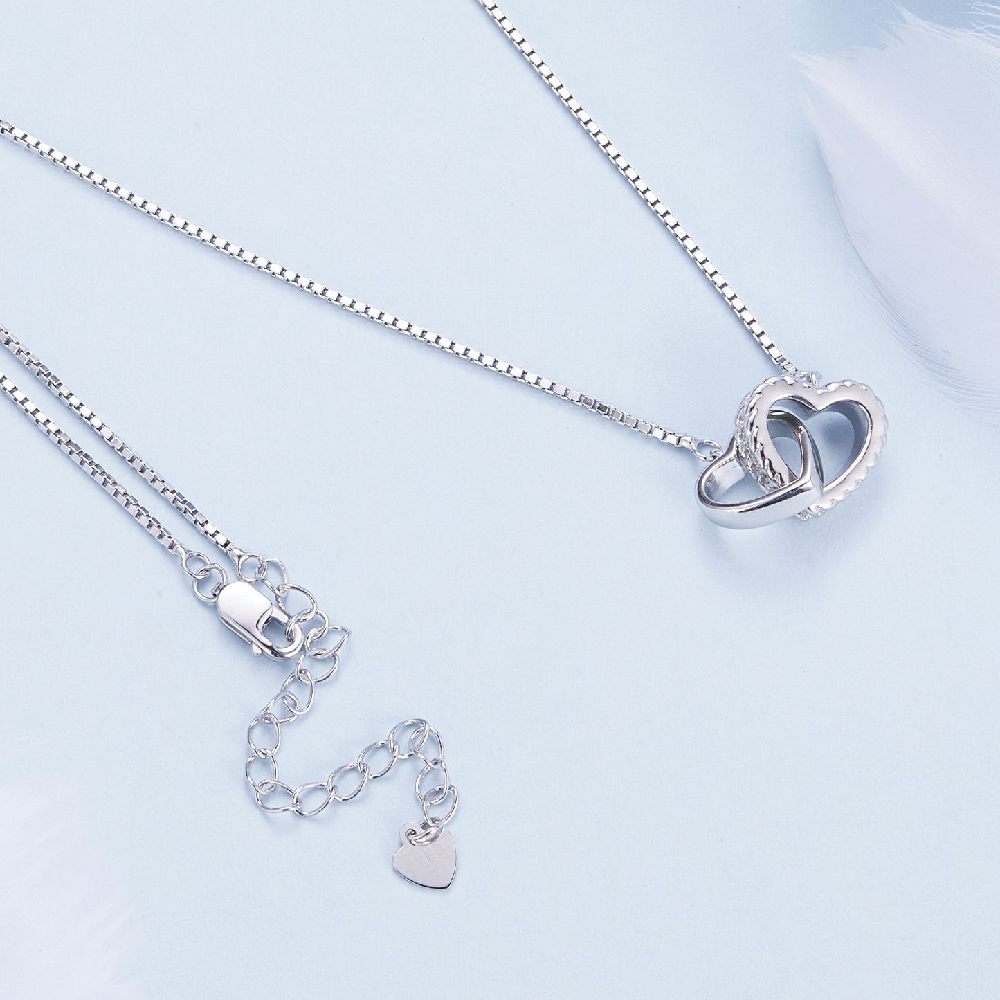 Double Hoop Heart Pendant Necklace