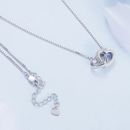Double Hoop Heart Pendant Necklace