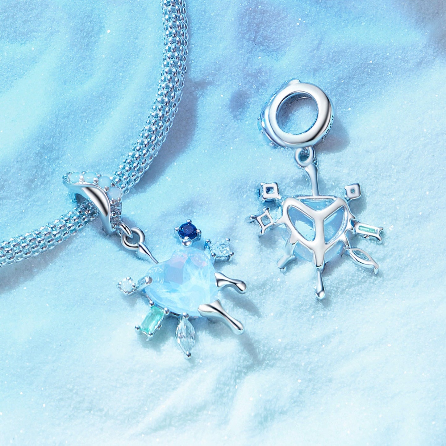 Heart Snowflake Pendant Charm