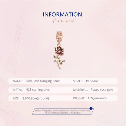 Red Rose Hanging Bead Charm
