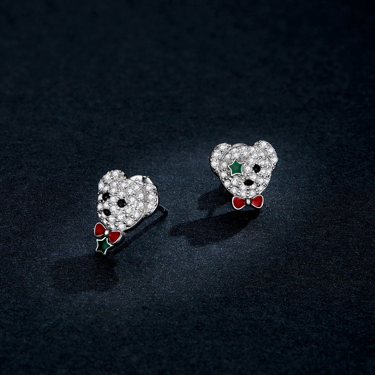 Compact Bear Hoop Earrings
