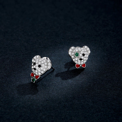 Compact Bear Hoop Earrings