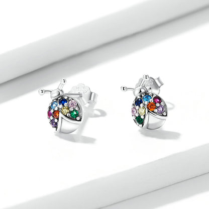 Iridescent Beetle Stud Earrings