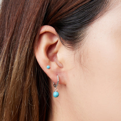 Round Turquoise Clip Earrings