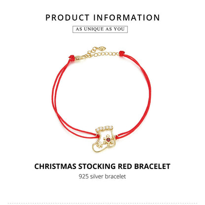 Festive Sock Red Woven Bracelet