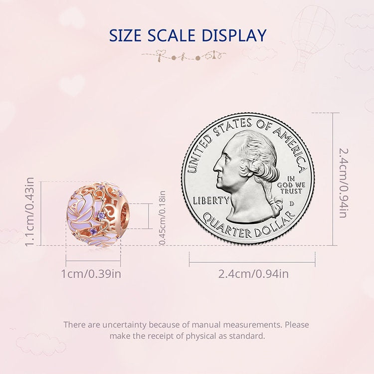 Purple Rose Hanging Bead Charm