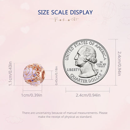 Purple Rose Hanging Bead Charm