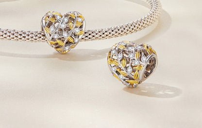 Heart-Shaped Leaf Bead Charm,