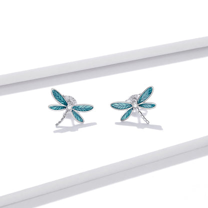 Compact Dragonfly Hoop Earrings