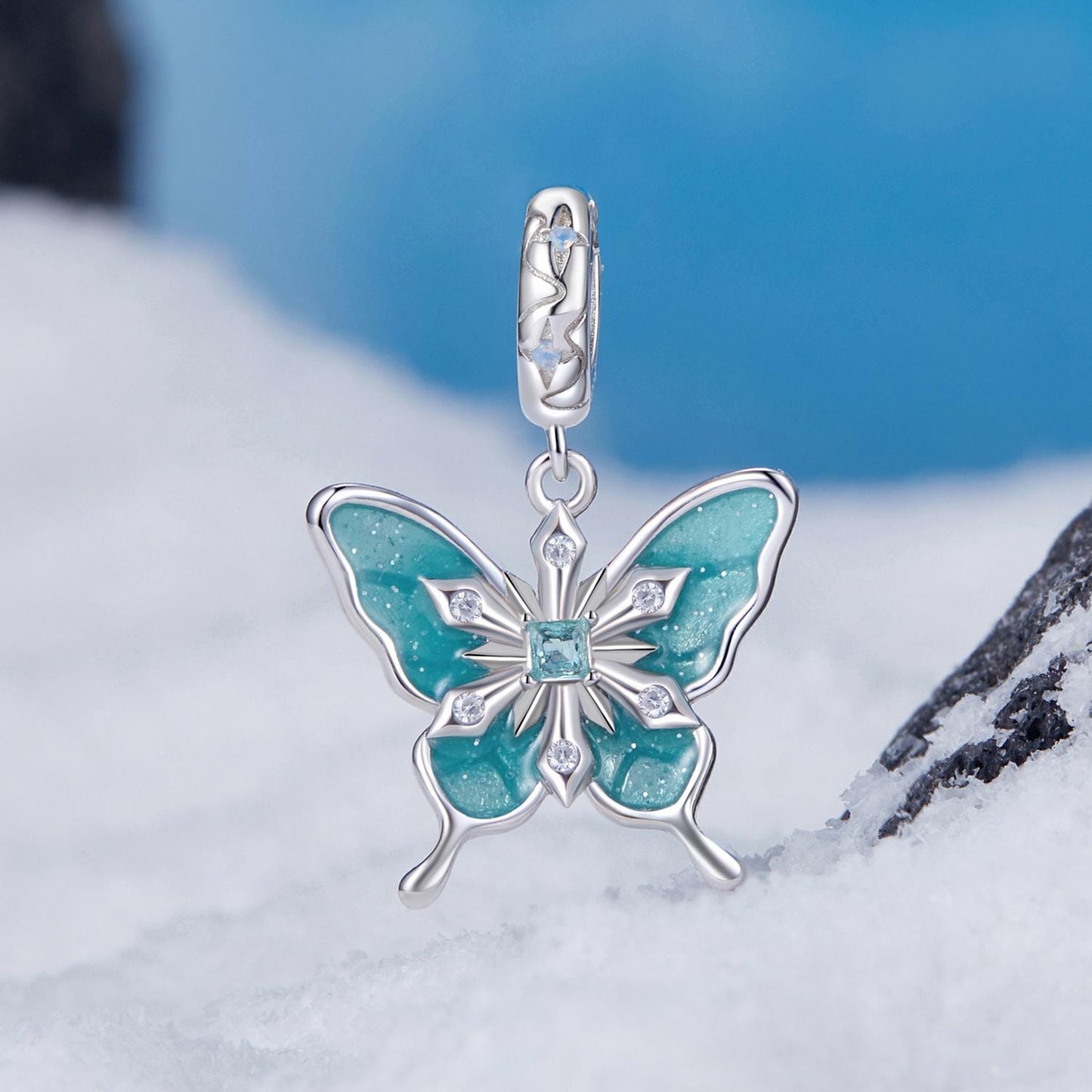Snowflake Butterfly Pendant Charm