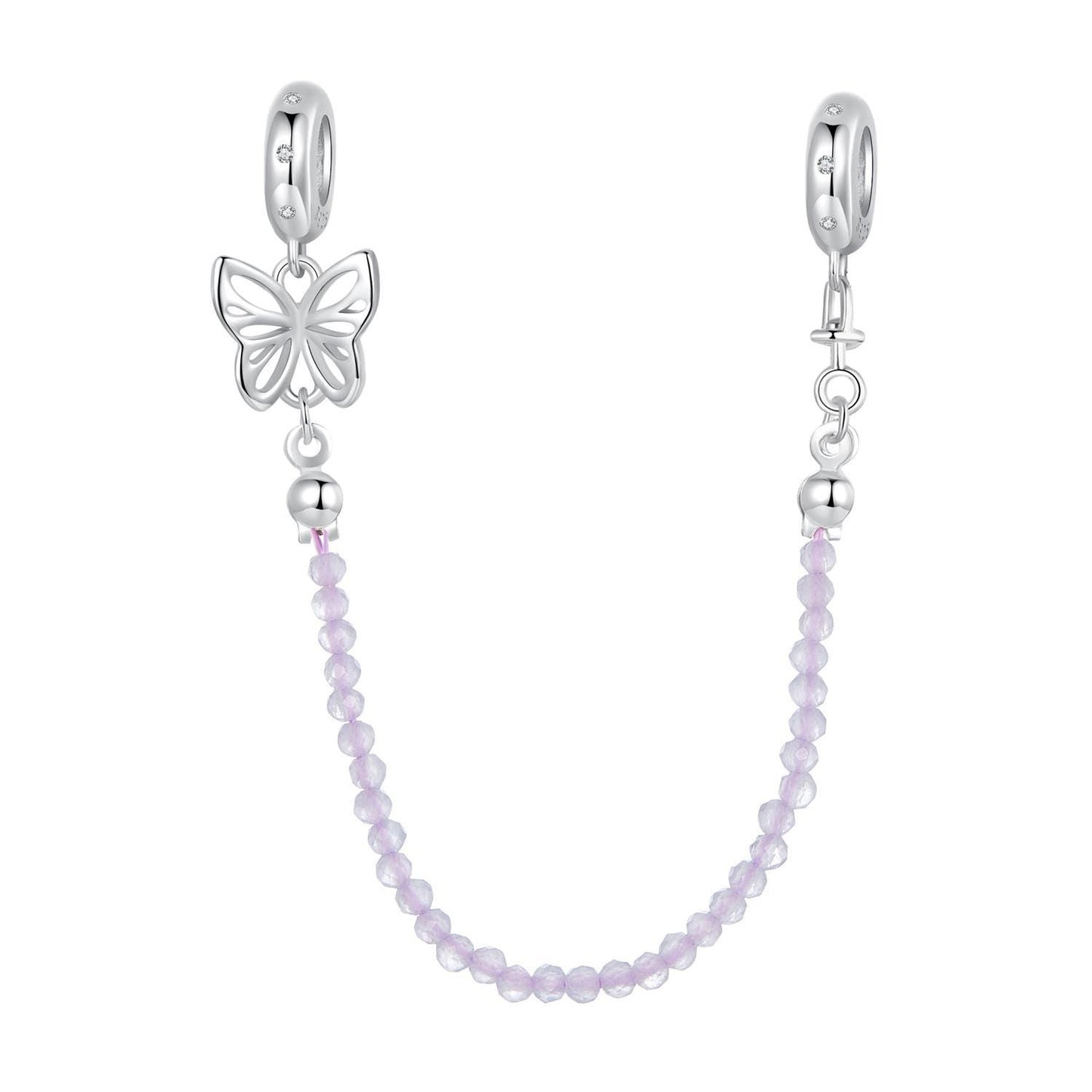 Purple Cat's Eye Safety Chain Charm