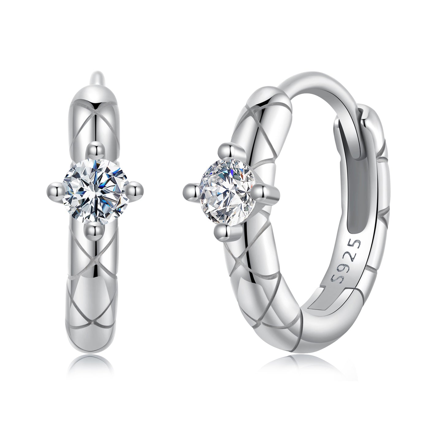Diamond-Pattern Moissanite Ear Climbers
