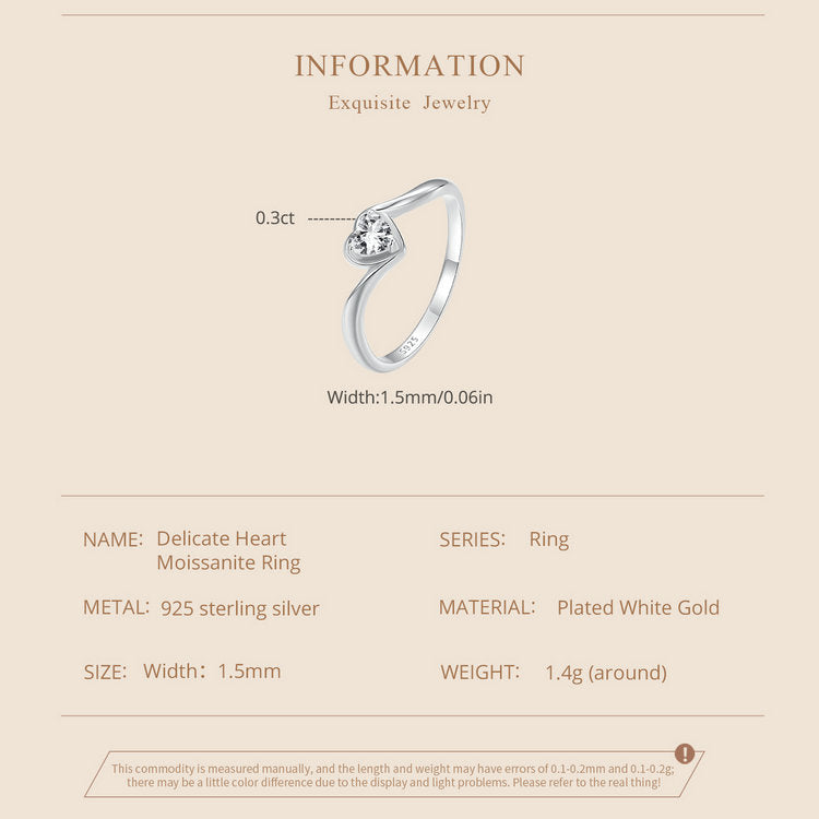 Delicate Heart Moissanite Ring