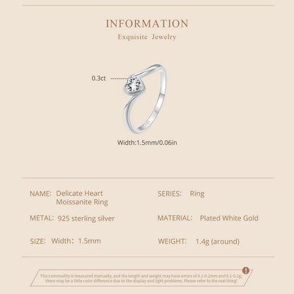 Delicate Heart Moissanite Ring