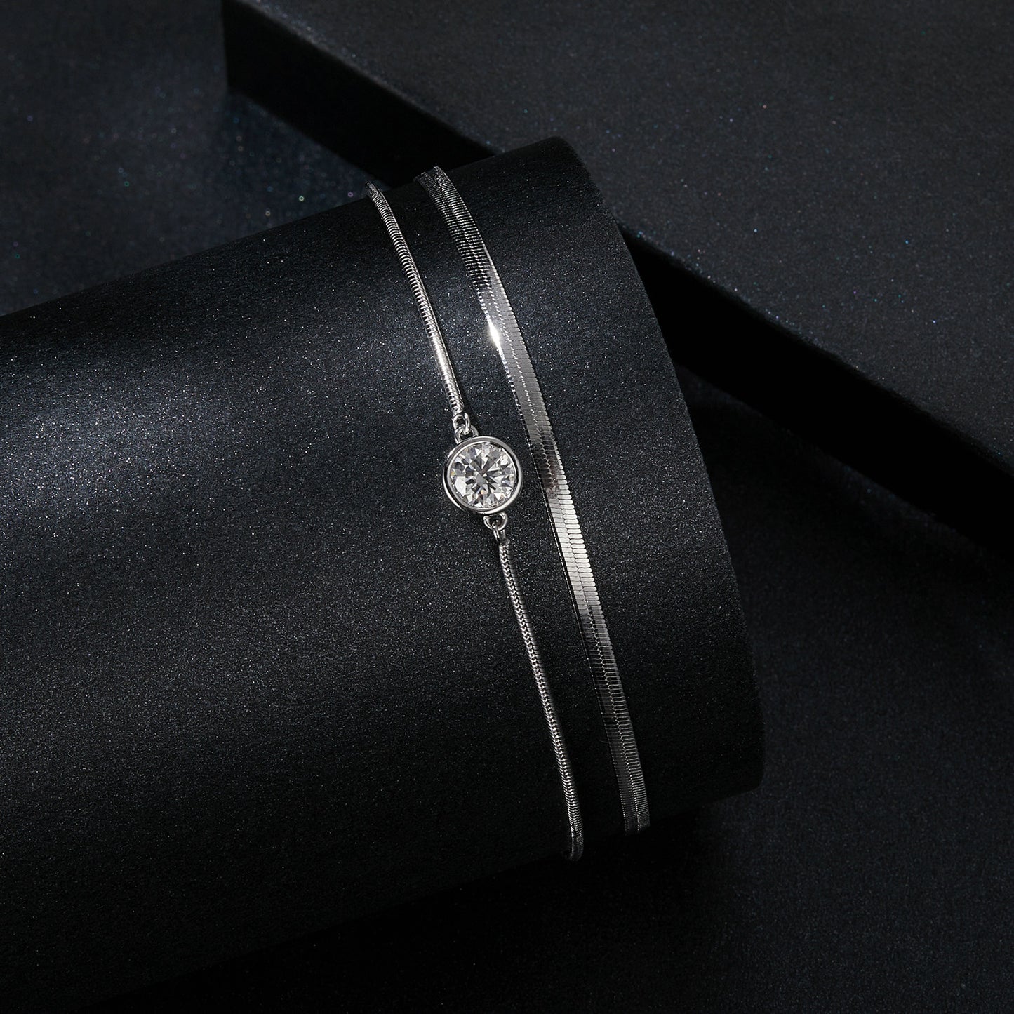 Double-Layer Sparkling Moissanite Bracelet