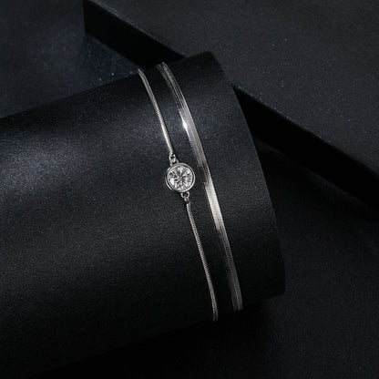 Double-Layer Sparkling Moissanite Bracelet