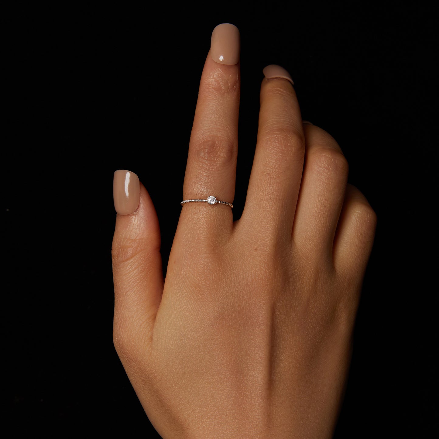 Stackable Beaded Moissanite Ring