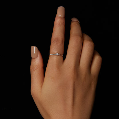 Stackable Beaded Moissanite Ring