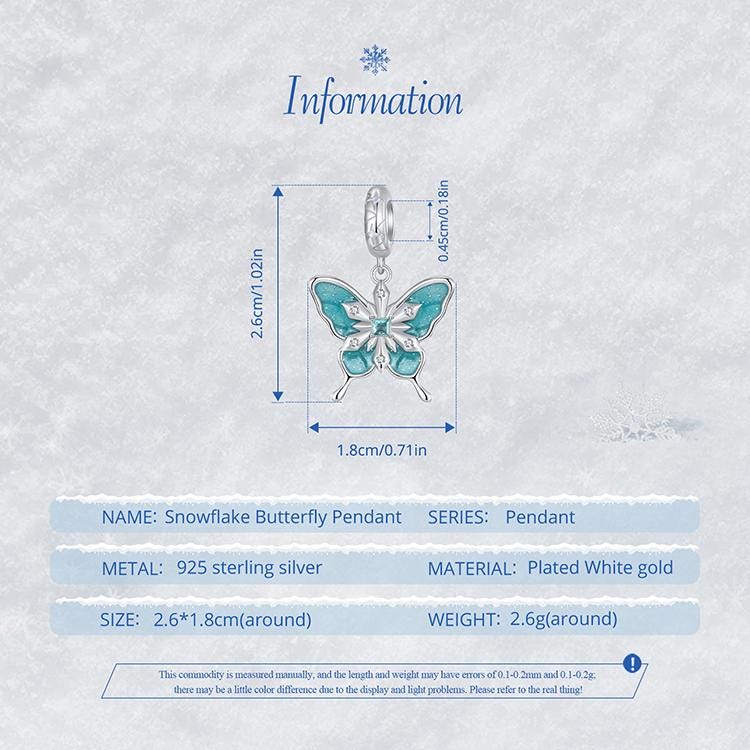 Snowflake Butterfly Pendant Charm
