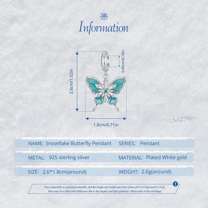 Snowflake Butterfly Pendant Charm