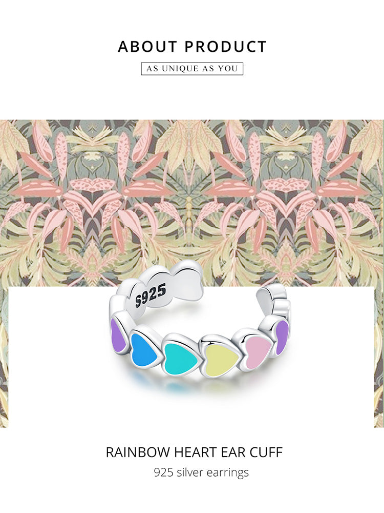 Rainbow Heart Ear Cuff
