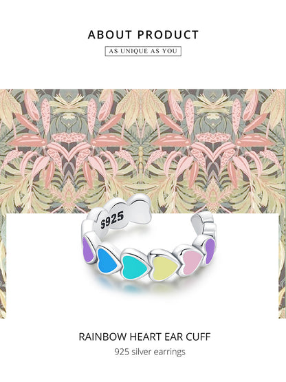 Rainbow Heart Ear Cuff