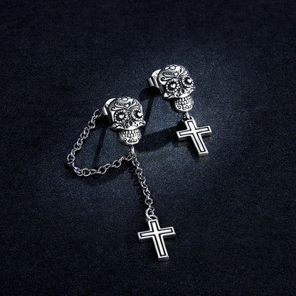 Skull Cross Hoop Earrings