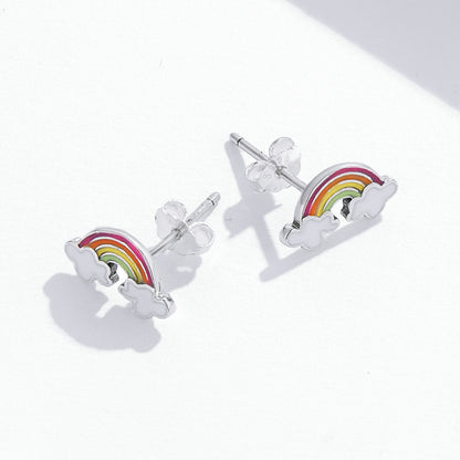 Rainbow Cloud Stud Earrings