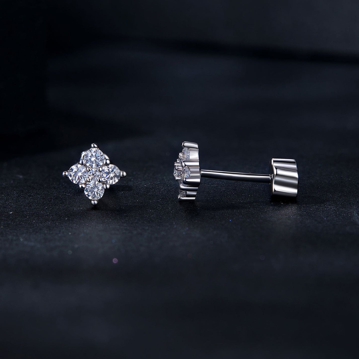 Four-Leaf Clover Moissanite Studs