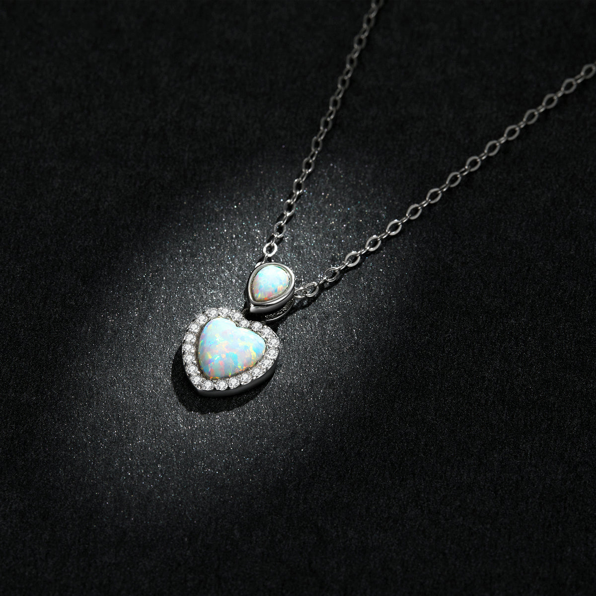 Opalized Heart Pendant Necklace
