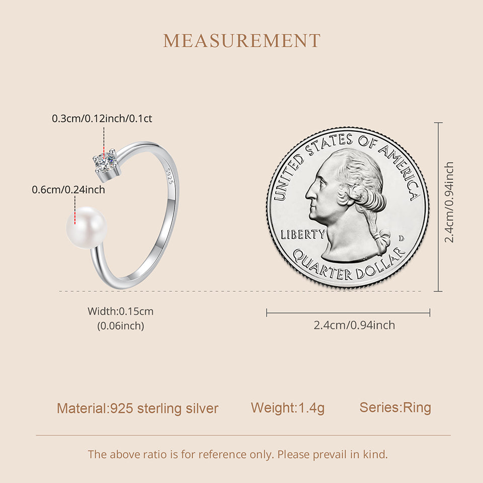 Pearl Moissanite Adjustable Ring