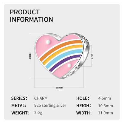 Rainbow Pink Hearts Charm