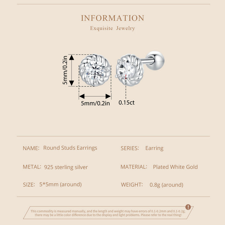 Spiral Ball Moissanite Studs (Round)