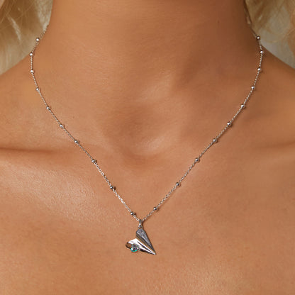 Jet Black Airplane Necklace