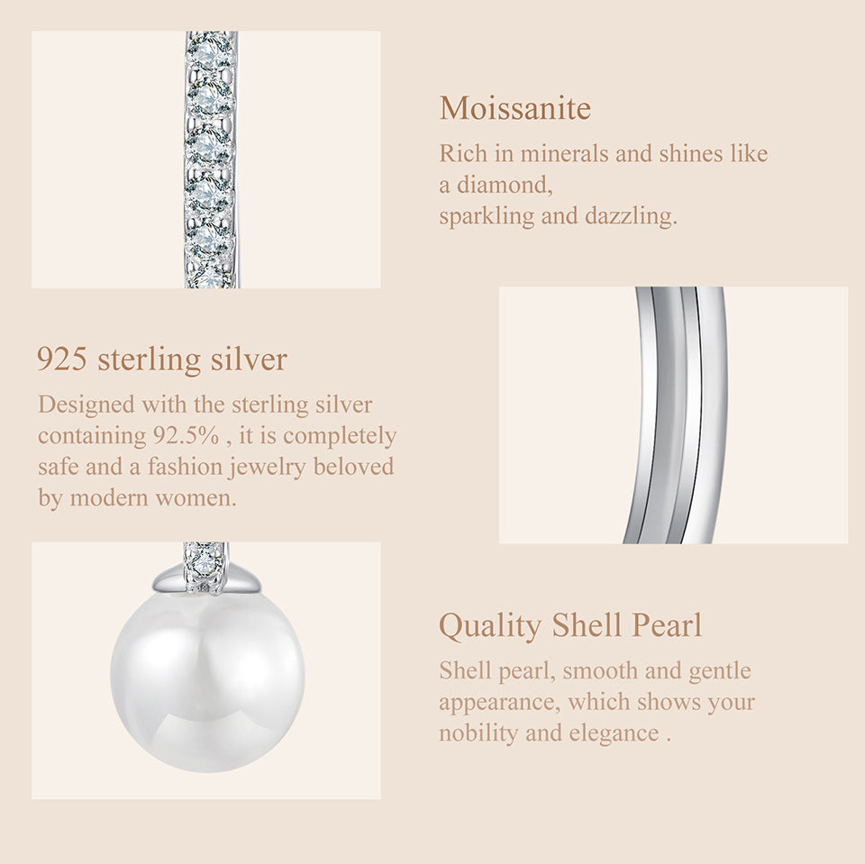 Moissanite Shell Pearl Ear Climbers