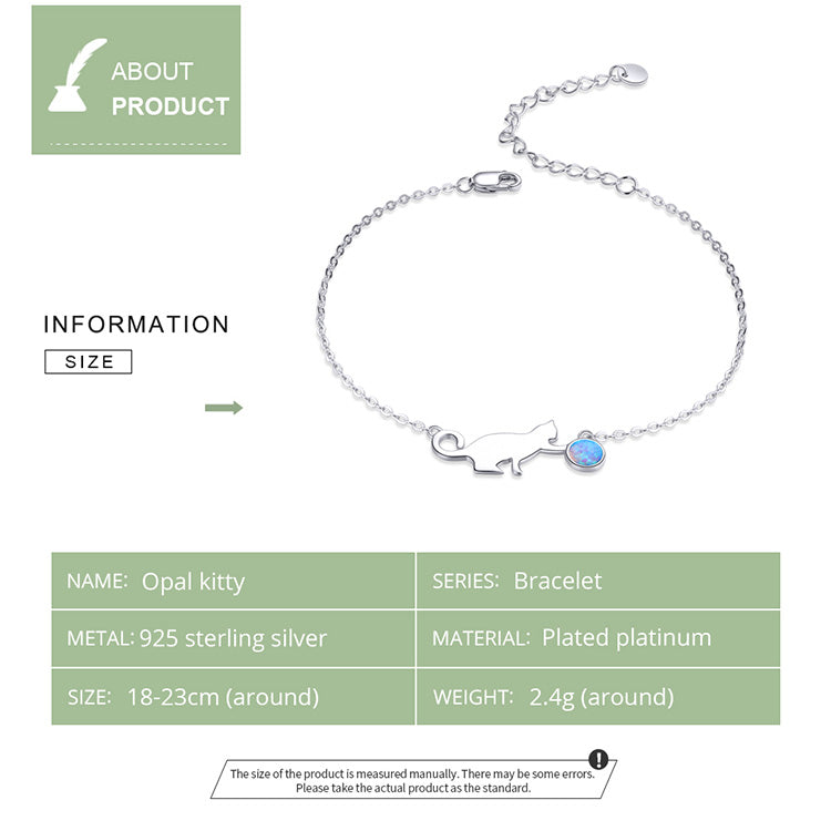Cat Opal Charm Bracelet