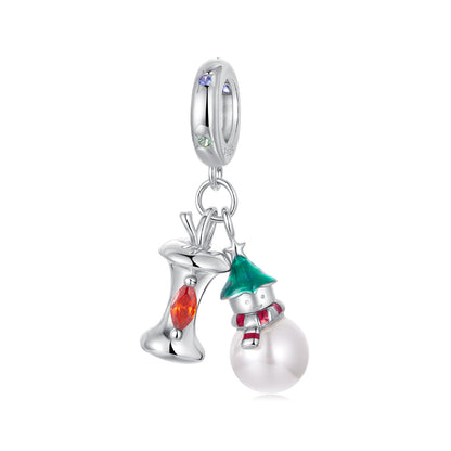 Christmas Snowman Apple Pendant  Charm