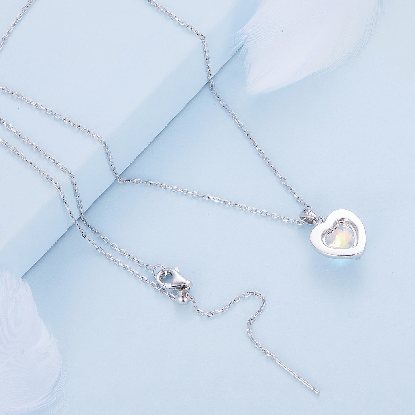 Iridescent Heart Glass Necklace