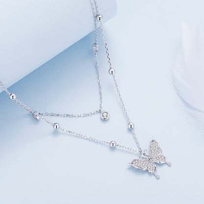 Double-layer Fringe Butterfly Necklace
